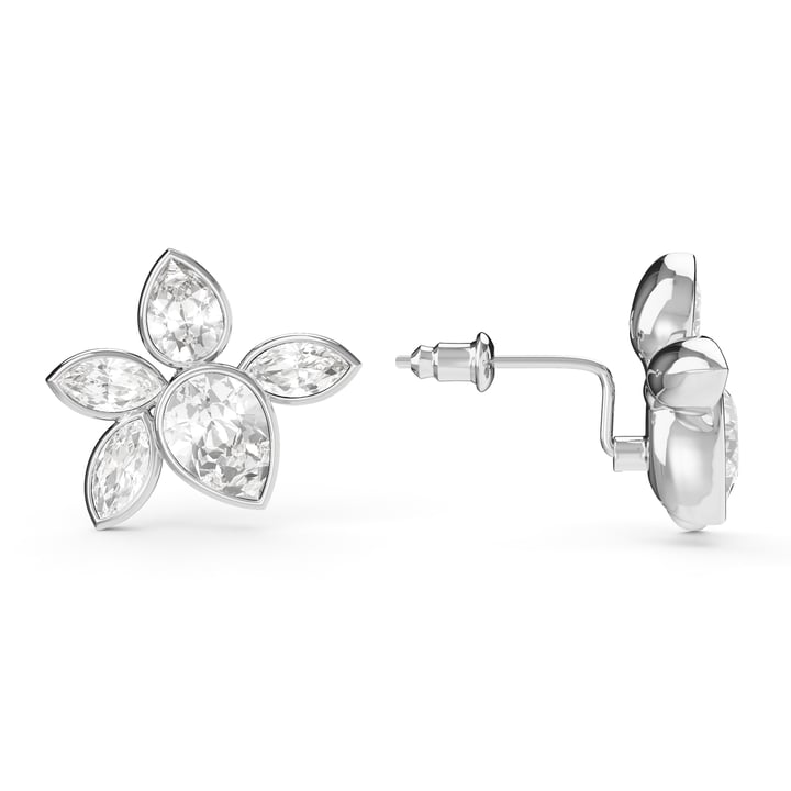 Selia Mix Statement Carrier Earrings Clear Rhodium Plated