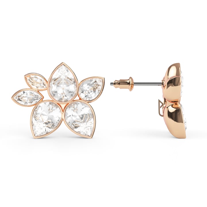 Robyn Mix Drop Carrier Earrings Clear Rose Gold Plated