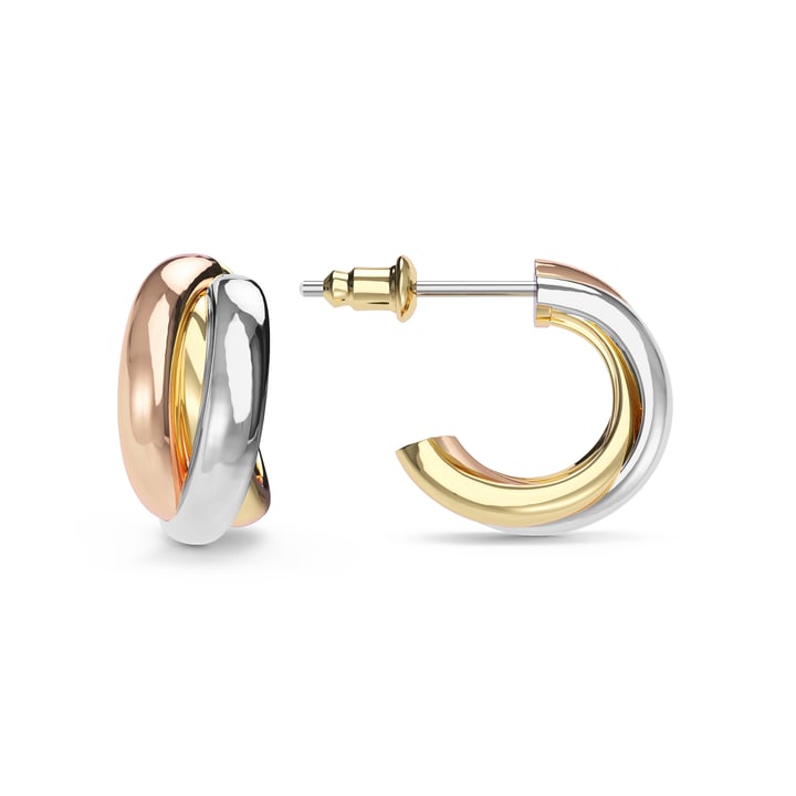 Trinity Hoop Earrings Tri Gold Plated