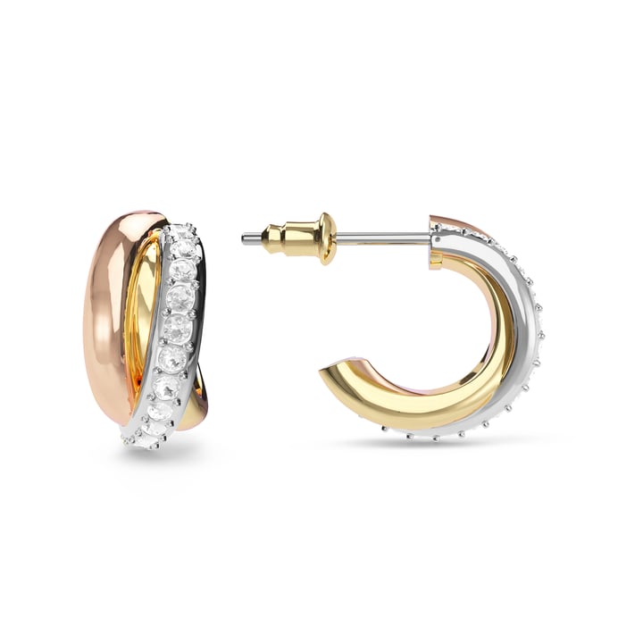Trinity Brilliance Hoop Earrings Tri Gold Plated Clear