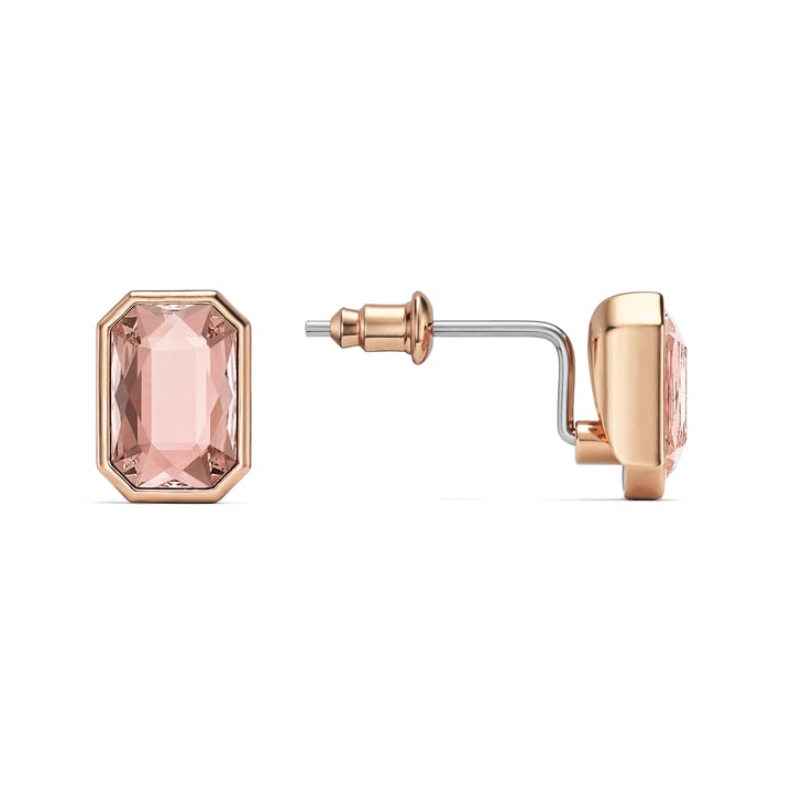 Octagon Mix Carrier Stud Earrings Vintage Rose Crystals Rose Gold Plated