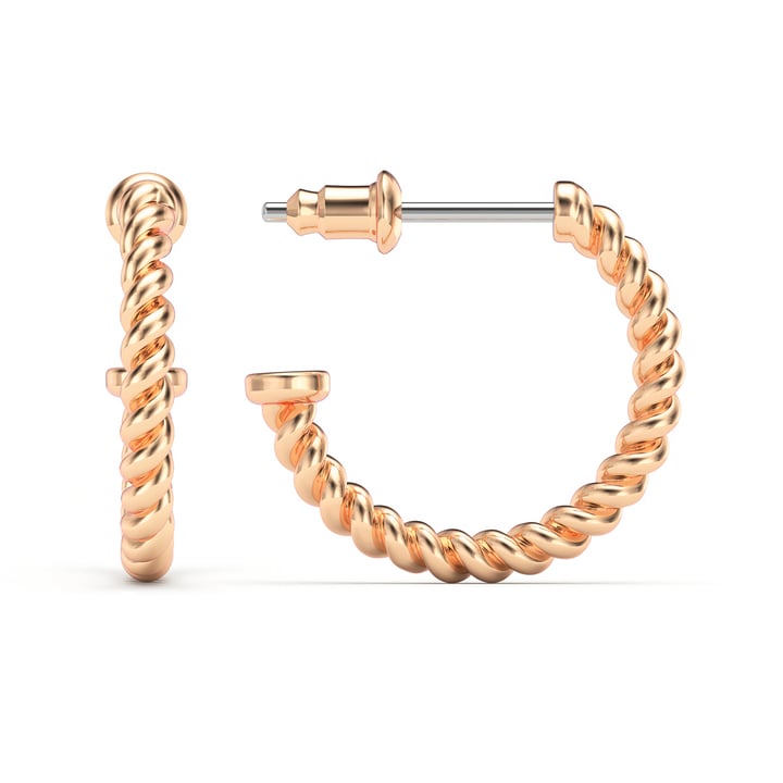 Rope Coil 17mm Mix Hoop Earrings Rose Gold Plated
