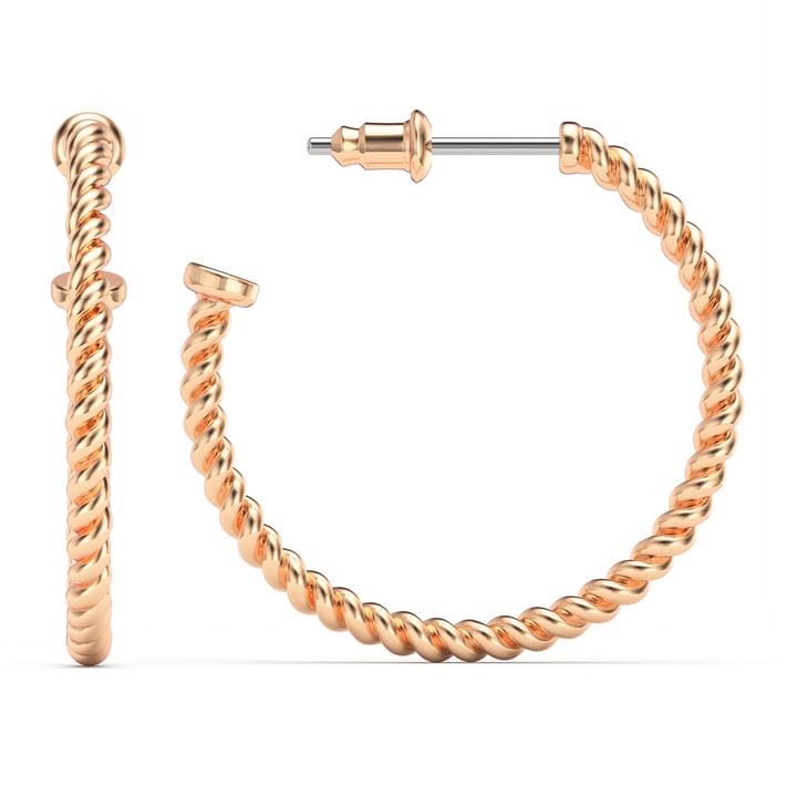 Rope Coil 26mm Mix Hoop Earrings Rose Gold Plated