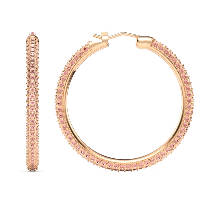 Pave Statement Hoop Earrings Vintage Rose Crystals Rose Gold Plated