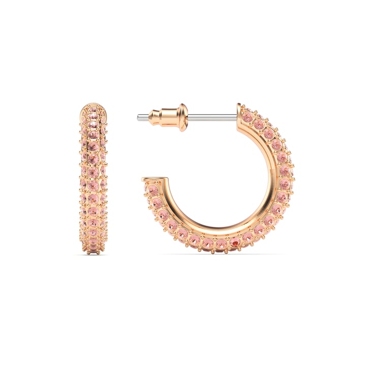 Pave Hoop Earrings Vintage Rose Crystals Rose Gold Plated