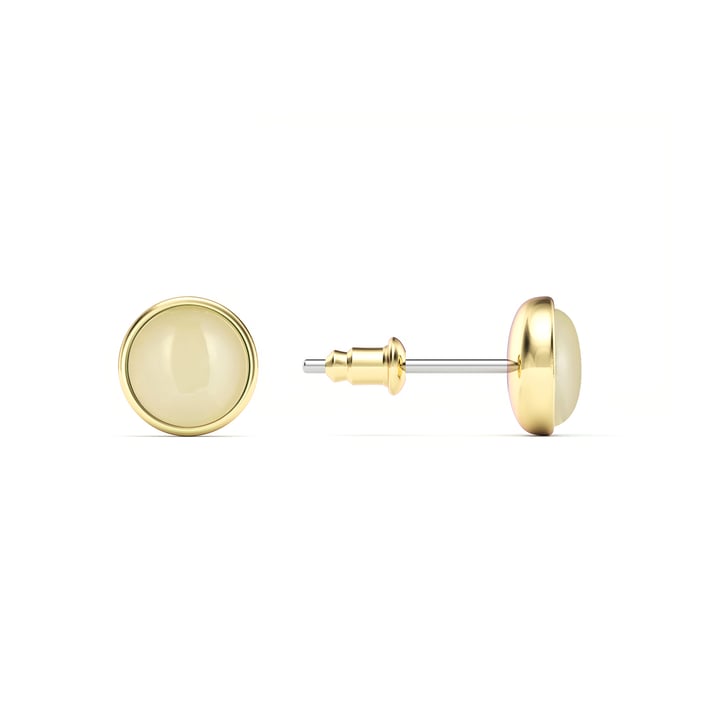 Round Petite Cabochon Stud Earrings Amazonite Gold Plated