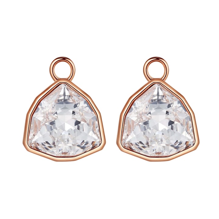 Trillion Statement Mix Hoop Earring Charms made with Clear Swarovski Crystals Rose Gold Plated