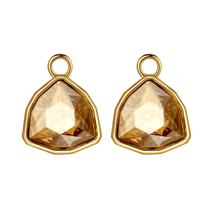 Trillion Statement Mix Hoop Earring Charms made with Crystal Golden Shadow Swarovski Crystals Gold Plated