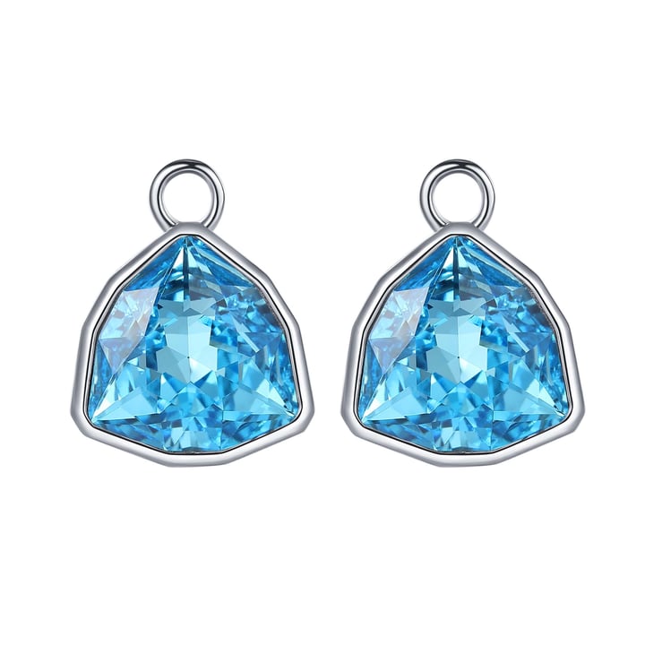 Trillion Statement Mix Hoop Earring Charms made with Aquamarine Swarovski Crystals Rhodium Plated