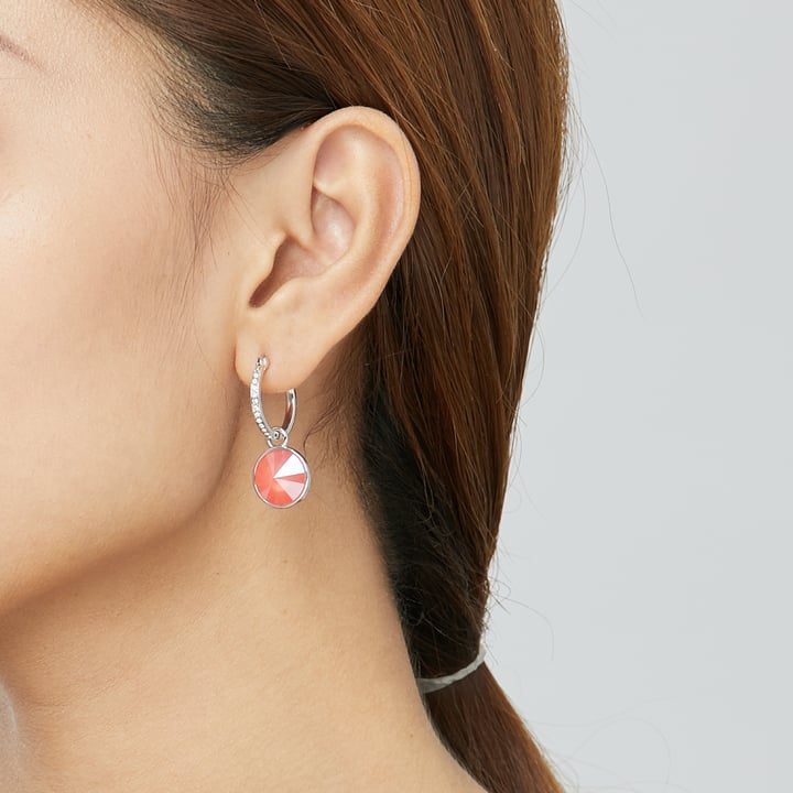 Rivoli Mix Charms with Swarovski Crystal Light Coral Rhodium Plated