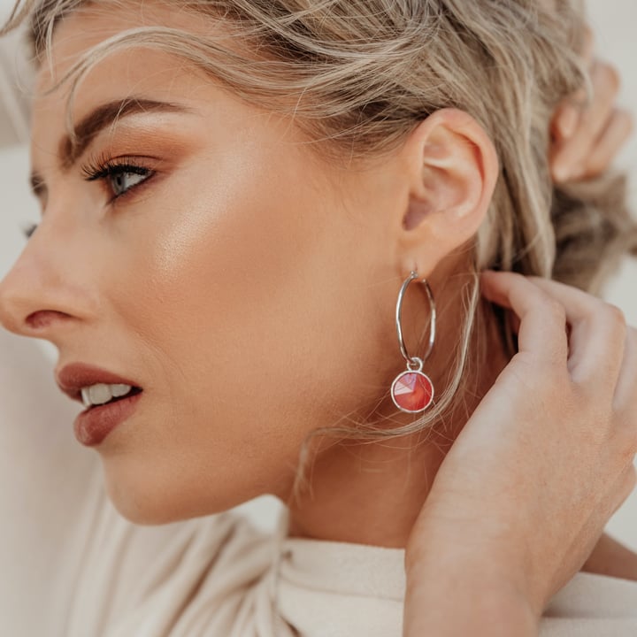 Rivoli Mix Charms with Swarovski Padparadscha Rhodium Plated