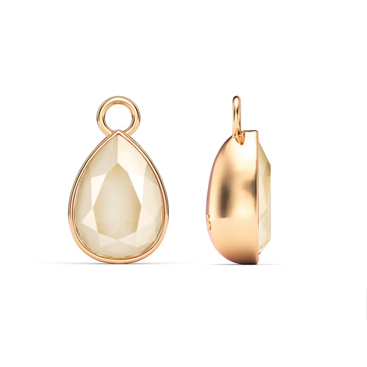 Statement Teardrop Mix Charms with Swarovski Crystal Ivory Cream Rose Gold Plated