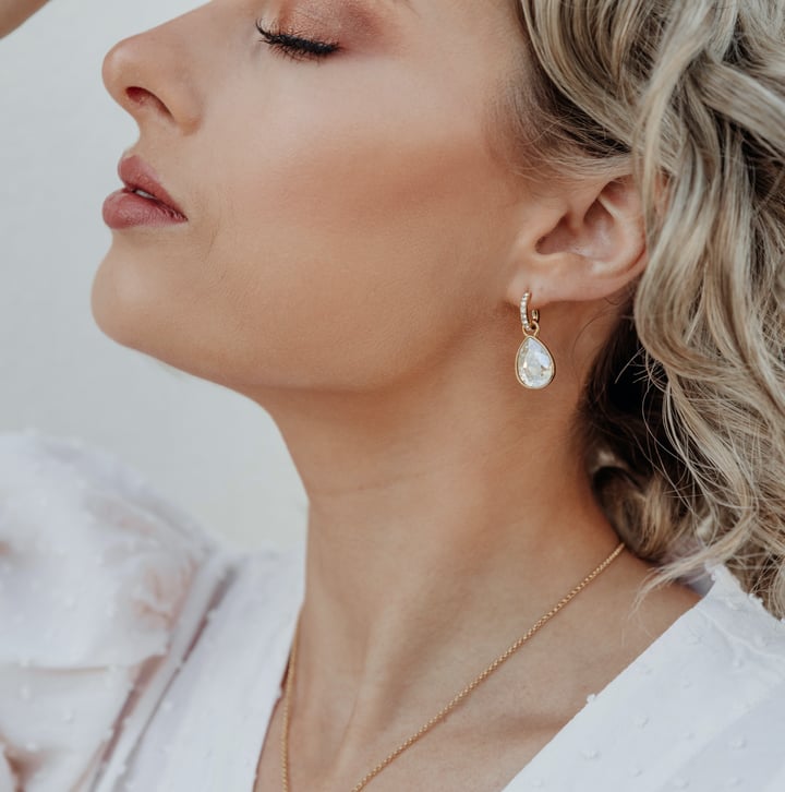 Statement Teardrop Mix Charms with Swarovski Crystal Moonlight Gold Plated