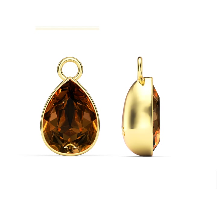Statement Teardrop Mix Charms with Light Amber Crystals Gold Plated