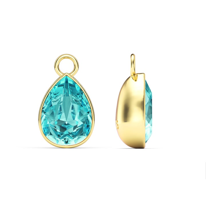 Statement Teardrop Mix Charms with Light Turquoise Swarovski Crystals Gold Plated