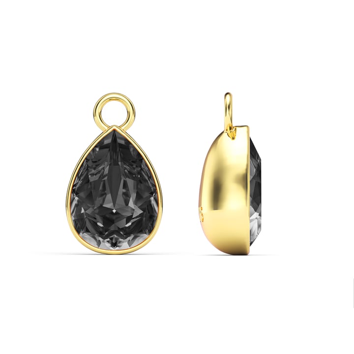 Statement Teardrop Mix Charms with Crystal Silver Night Swarovski Crystals Gold Plated