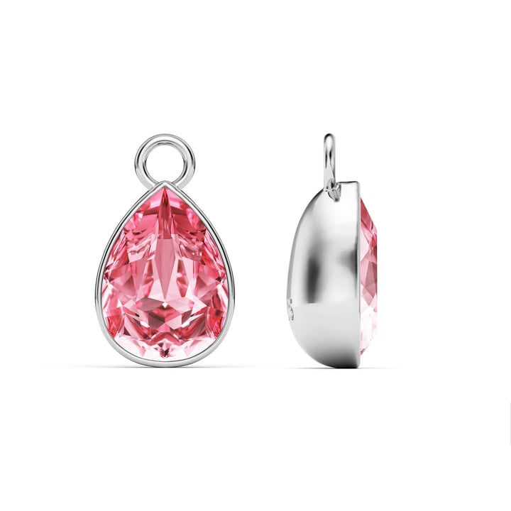 Statement Teardrop Mix Charms with Light Rose Swarovski Crystals Rhodium Plated
