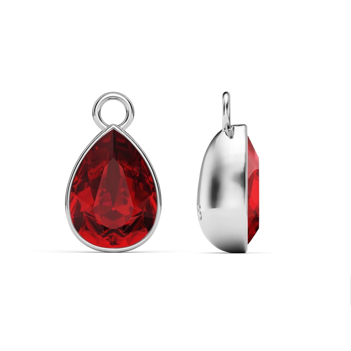 Statement Teardrop Mix Charms with Light Siam Swarovski Crystals Rhodium Plated