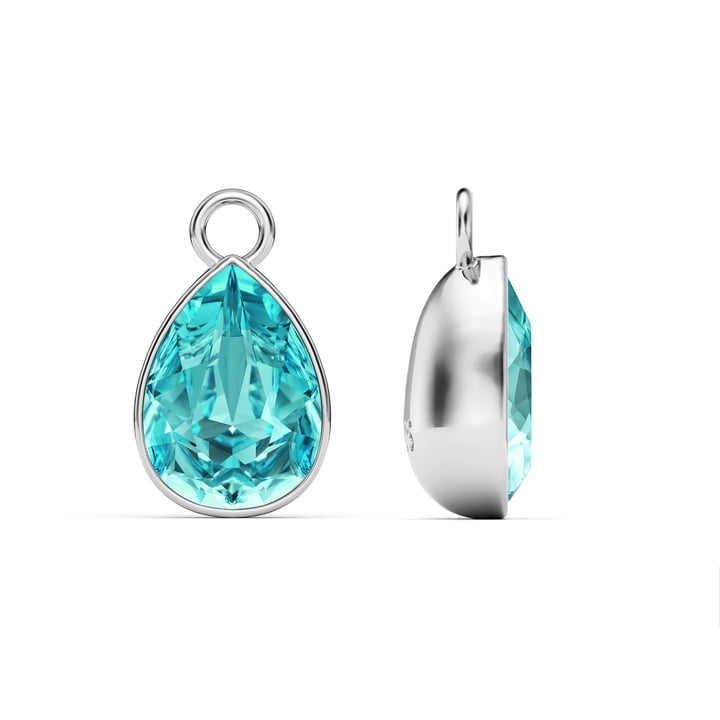 Statement Teardrop Mix Charms with Light Turquoise Swarovski Crystals Rhodium Plated