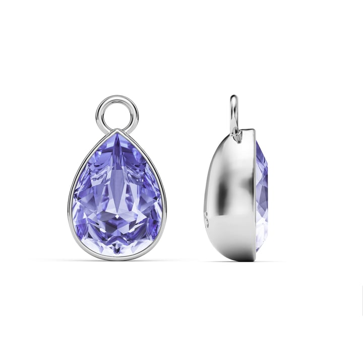 Statement Teardrop Mix Charms with Swarovski Provence Lavender Rhodium Plated