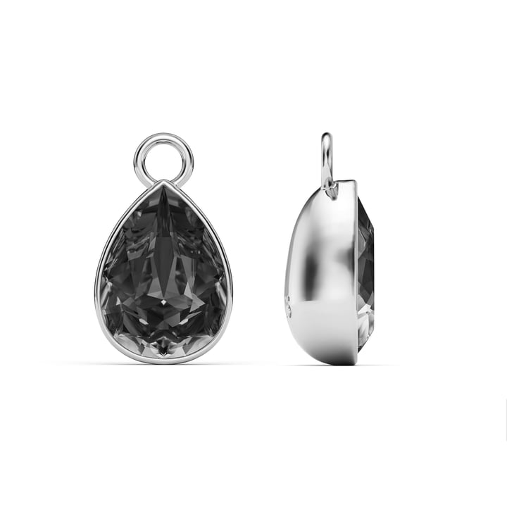 Statement Teardrop Mix Charms with Crystal Silver Night Swarovski Crystals Rhodium Plated