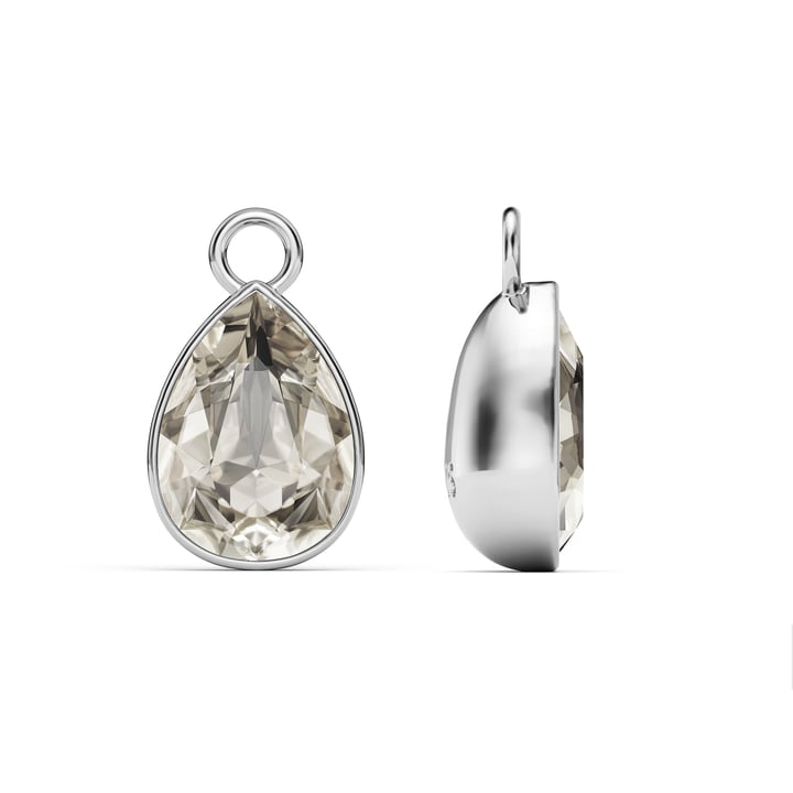 Statement Teardrop Mix Charms with Crystal Silver Shade Swarovski Crystals Rhodium Plated