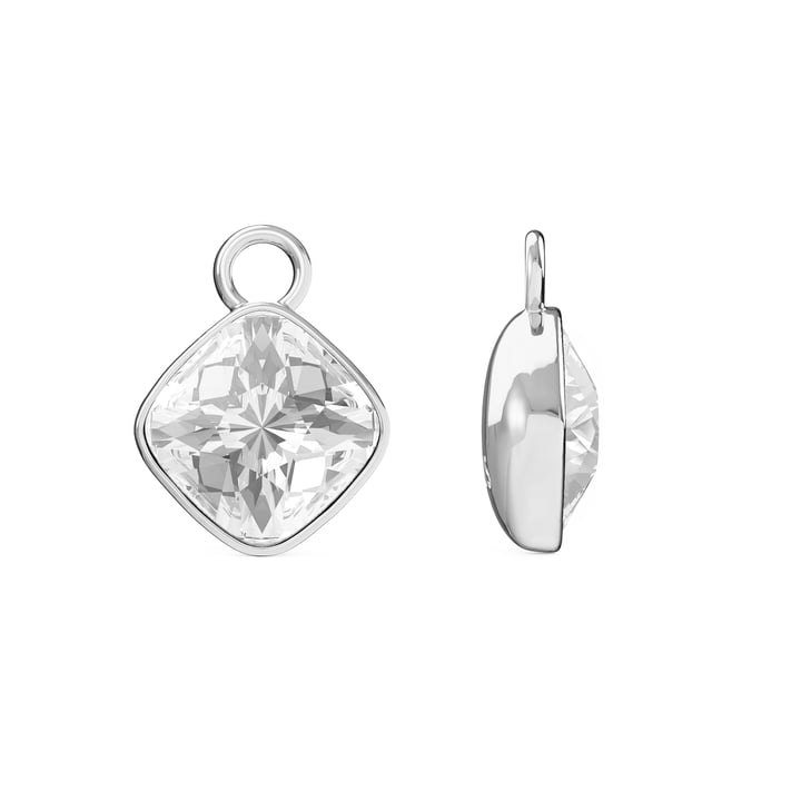 Cushion Mix Charms with Clear Swarovski Crystal Rhodium Plated