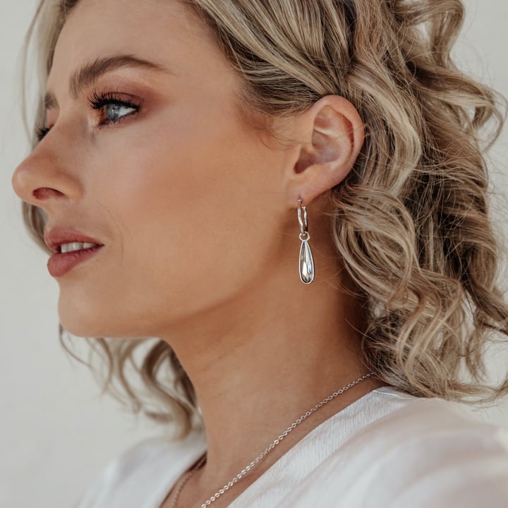 Statement Raindrop Mix Charms with Swarovski Crystal Silver Shade Rhodium Plated