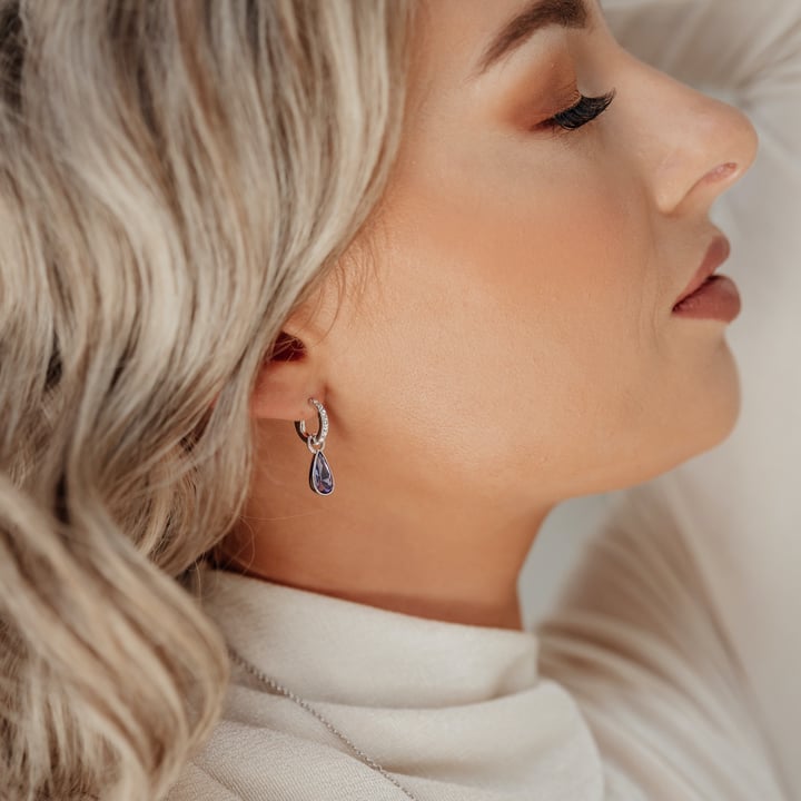 Raindrop Mix Charms with Swarovski Rhodium Plated Tanzanite