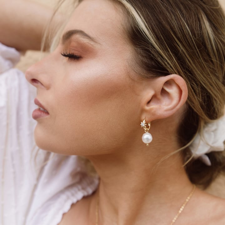 Organic Freshwater Pearl Drop Mix Charm Rhodium Plated