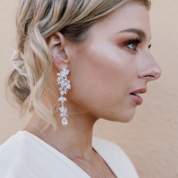 Tatiana Floral Drop Mix Charms Clear Rhodium Plated
