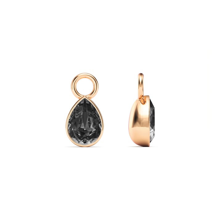 Petite Teardrop Mix Charms with Crystal Silver Night Crystals Rose Gold Plated