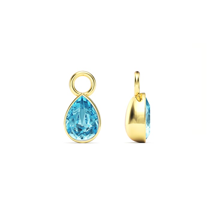 Petite Teardrop Mix Charms with Aquamarine Crystals Gold Plated