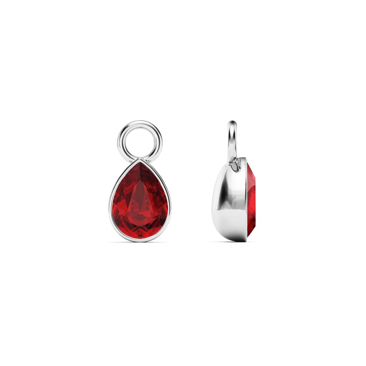 Petite Teardrop Mix Charms with Light Siam Crystals Rhodium Plated