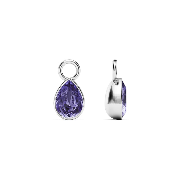 Petite Teardrop Mix Charms with Tanzanite Crystals Rhodium Plated