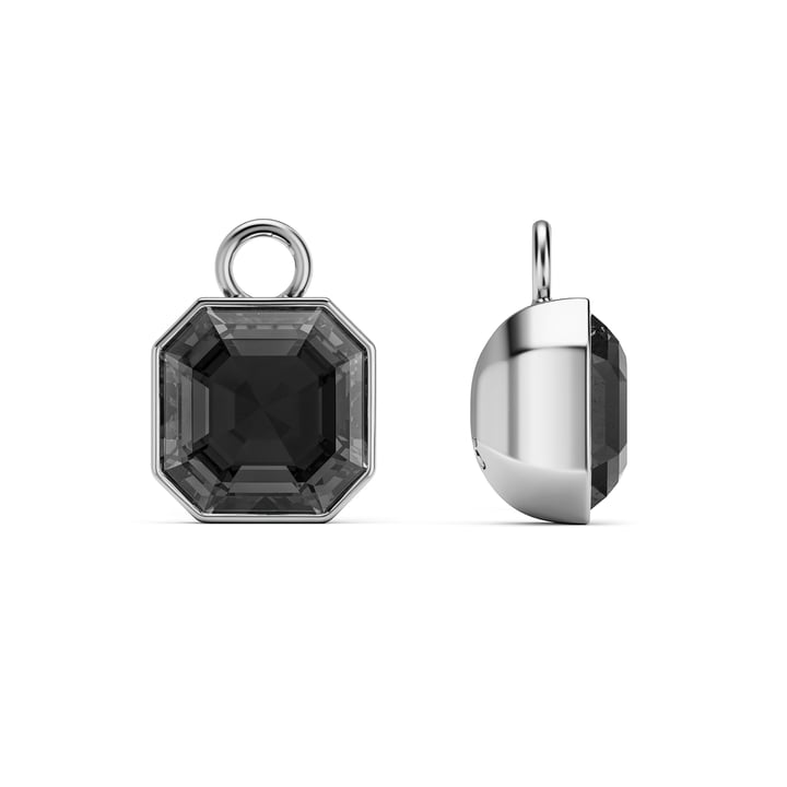 Asscher Mix Charms with Crystal Silver Night Crystals Rhodium Plated