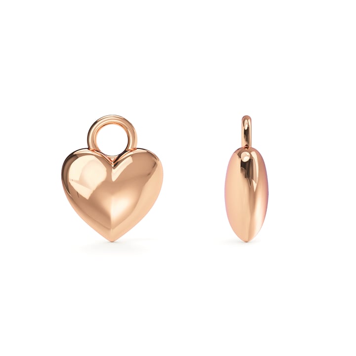 Minimal Puffed Heart Mix Charms Rose Gold Plated