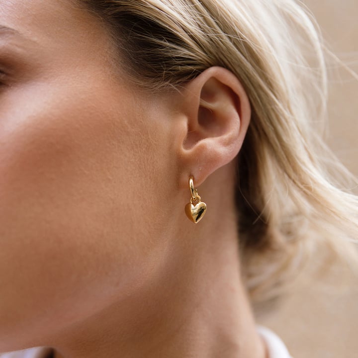 Minimal Puffed Heart Mix Charms Gold Plated