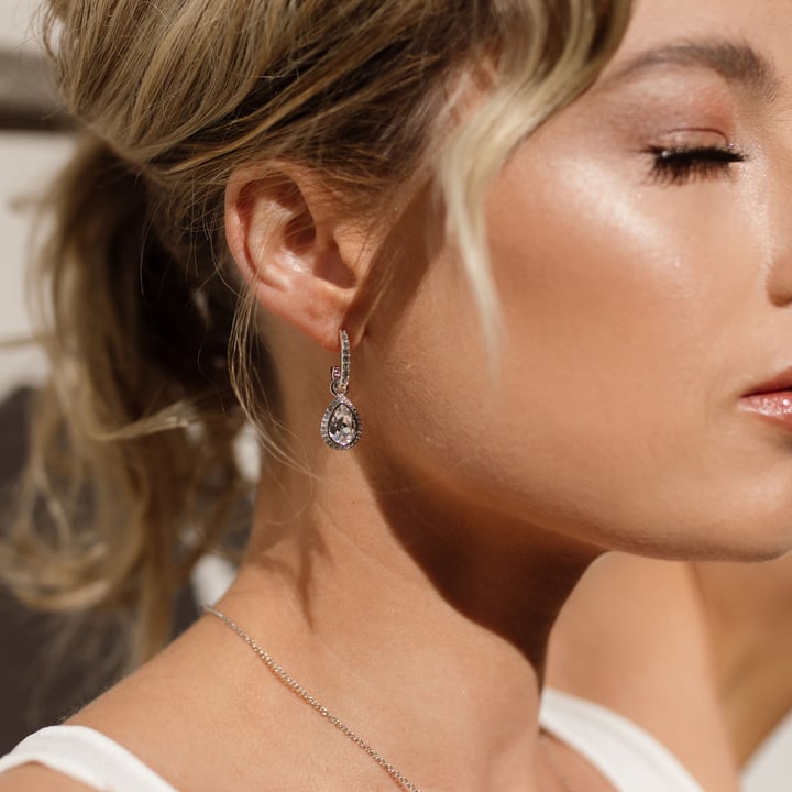 Angelic Teardrop Drop Mix Charms Clear Rhodium Plated