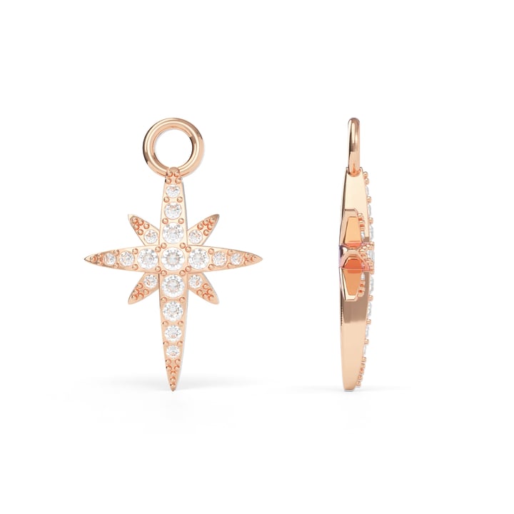 Polaris Long Star Mix Charms Clear Crystals Rose Gold Plated