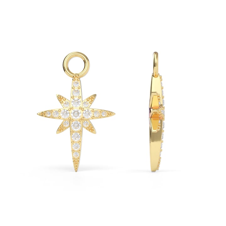 Polaris Long Star Mix Charms Clear Crystals Gold Plated