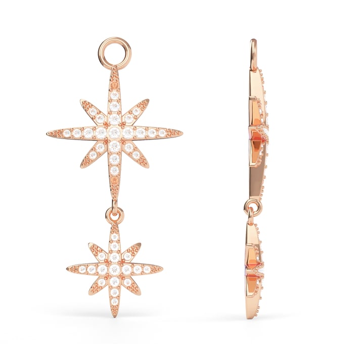 Polaris Statement Drop Star Mix Charms Clear Crystals Rose Gold Plated