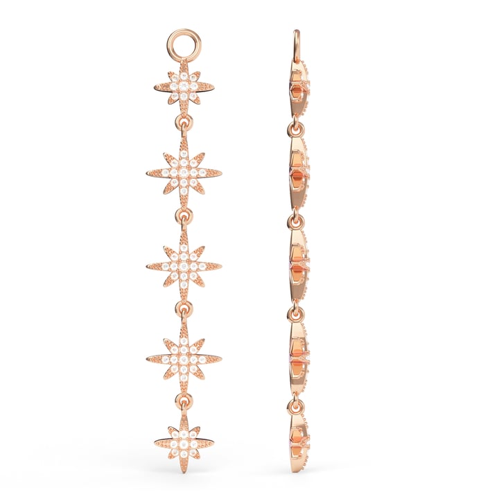 Polaris Deep Drop Star Mix Charms Clear Crystals Rose Gold Plated