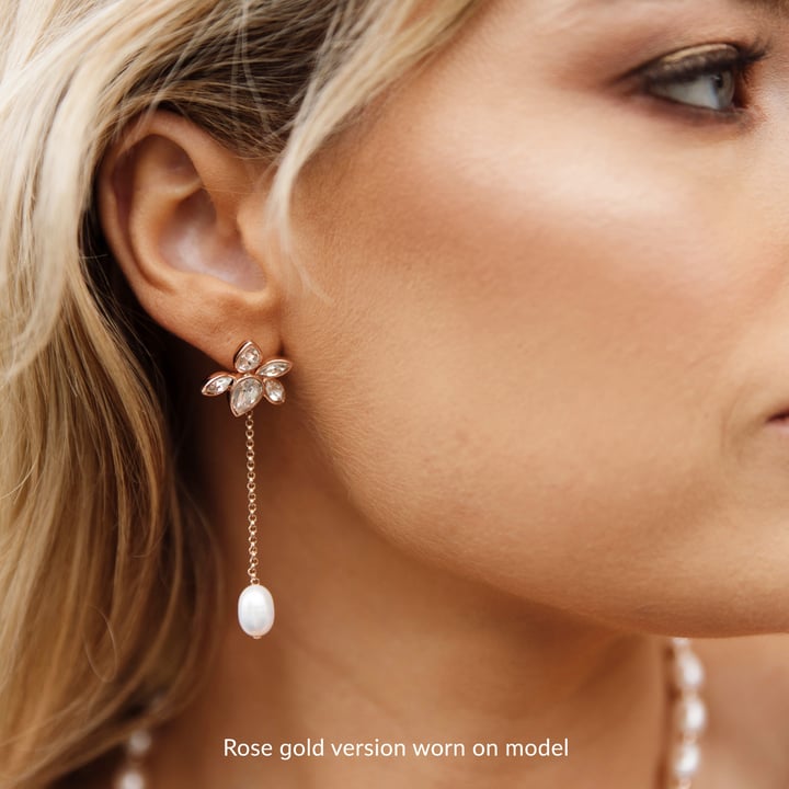 Petite Drop Freshwater Pearl Mix Charms Rhodium Plated