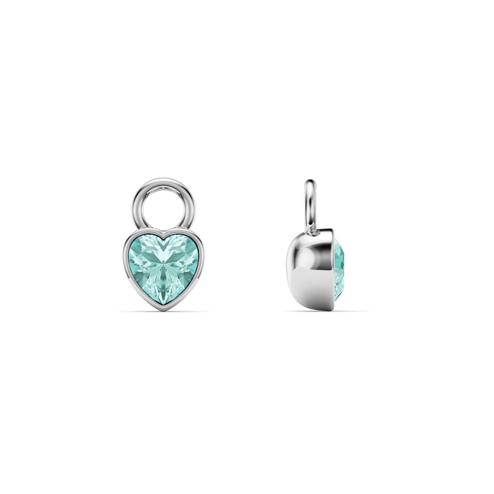 Petite Heart Solitaire Mix Charms Light Turquoise Crystals Rhodium Plated