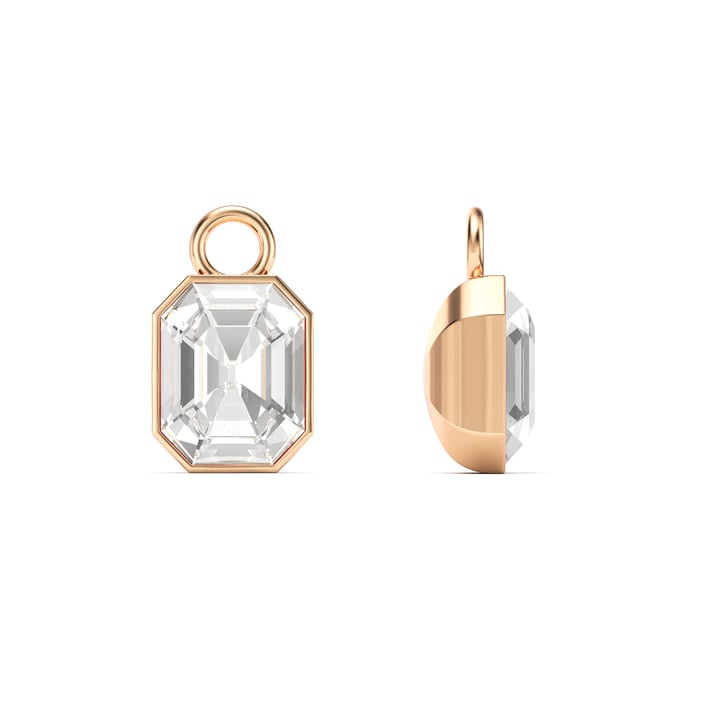 Octagon Mix Charms Clear Crystal Rose Gold Plated