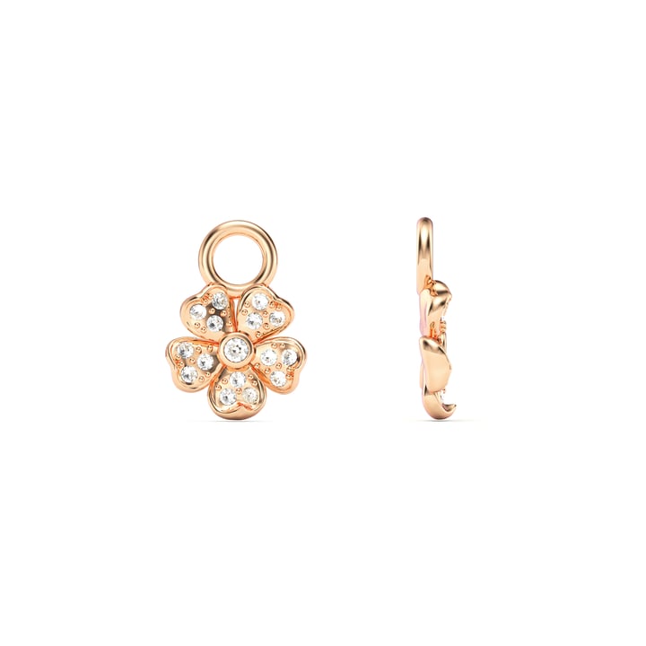 Cherry Blossom Flower Mix Charms Clear Crystals Pave Rose Gold Plated