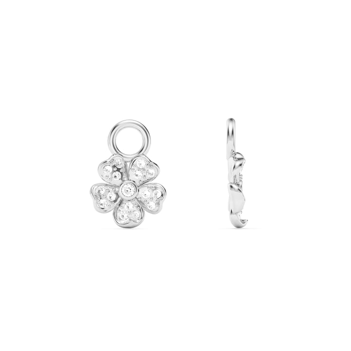 Cherry Blossom Flower Mix Charms Clear Crystals Pave Rhodium Plated