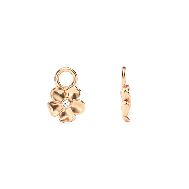 Cherry Blossom Flower Mix Charms Clear Crystals Rose Gold Plated