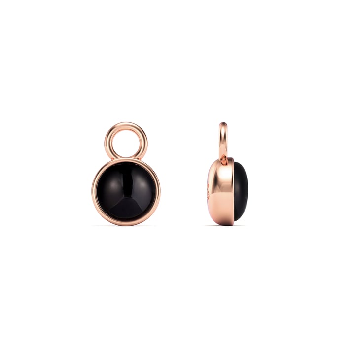 Round Petite Cabochon Mix Charms Black Onyx Rose Gold Plated